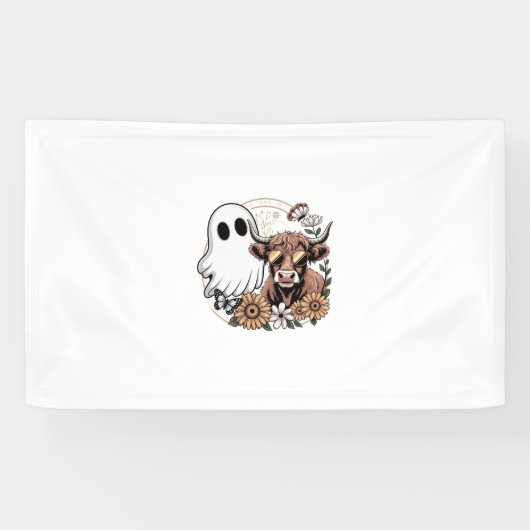 Blumen-Herbst-Hochlandkuh-Geist Banner (Horizontal)