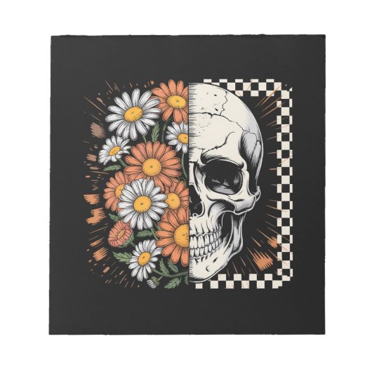 Blumen Herbst Skelett Boho Halloween Notizblock (Vorderseite)