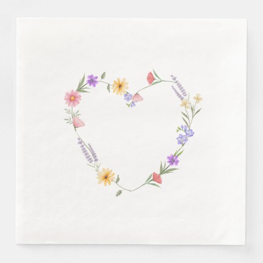 Blumen-Herz-Abendessen-Servietten Serviette (Vorderseite)