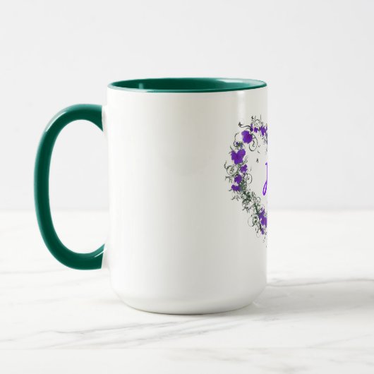 Blumen-Herz der Hoffnung 15 Unze-Wecker-Tasse Tasse (Links)