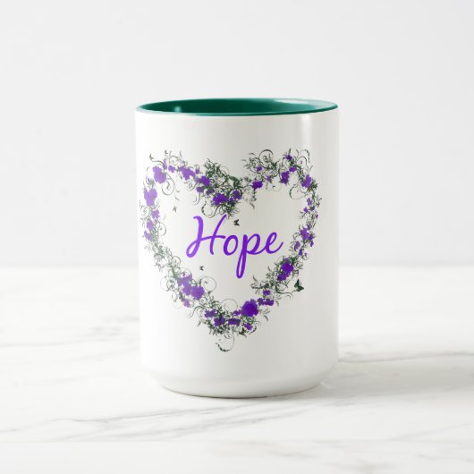 Blumen-Herz der Hoffnung 15 Unze-Wecker-Tasse Tasse (Zentrum)