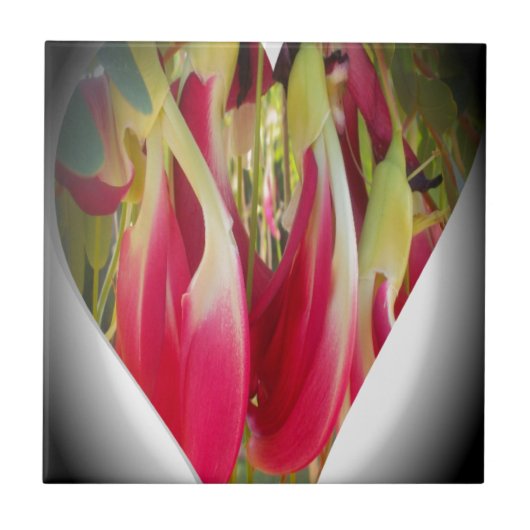 Blumen-Herz-Kunst-Druck Fliese (Vorderseite)