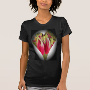 Blumen-Herz-Kunst-Druck T-Shirt