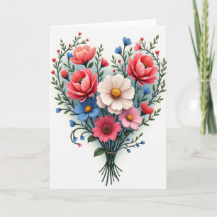 Blumen-Herz-Liebeskarte Karte