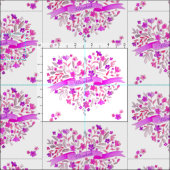 Blumen Herz rosa lila Name Aquarellkunst Stoff (Kachel)