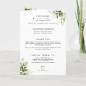 Blumen-Herz-Schrift Hochzeit Programm (Rückseite)