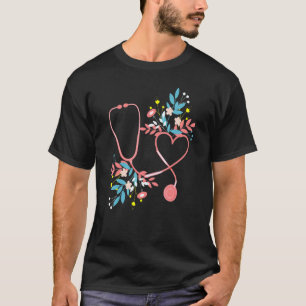 Blumen Herz Scrubs Liebe Krankenpflege Registriert T-Shirt