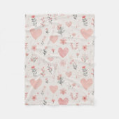 Blumen-Herzen-Flies-Decke Fleecedecke (Vorderseite)