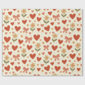 Blumen Herzen & Süße Schleifen Geschenkpapier Roll (Flach)