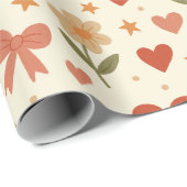 Blumen Herzen & Süße Schleifen Geschenkpapier Roll (Rolleneckpunkt)