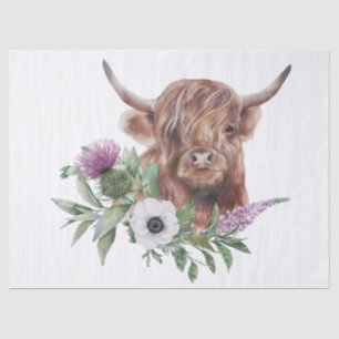 Blumen-Hochland-Kuh-Aquarell Seidenpapier