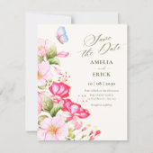 Blumen Hochzeit blühen Save The Date (Vorderseite)