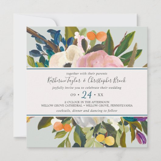 Blumen-Hochzeit Einladung (Vorderseite)