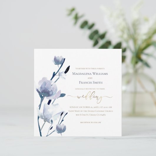 Blumen | Hochzeit Einladung (Stehend Vorderseite)