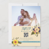 Blumen-Hochzeit Pfirsich QR-Code Einladung (Rückseite)