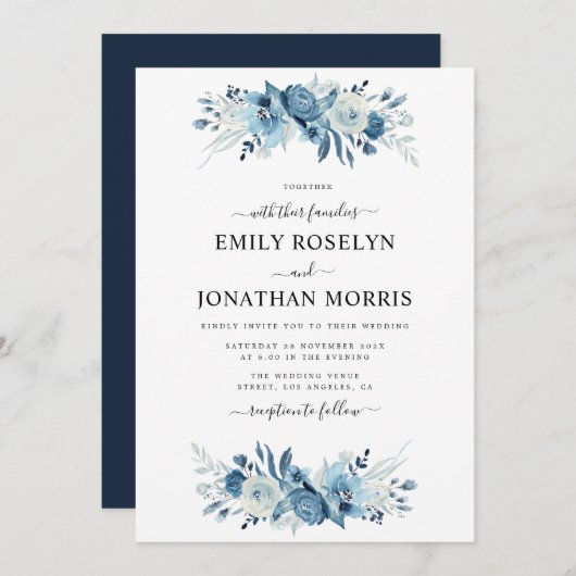 Blumen-Hochzeitsfeier Einladung (Vorne/Hinten)