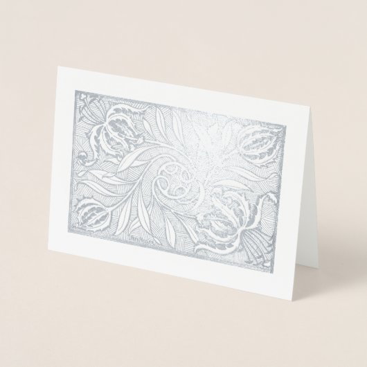 Blumen-Holzschnittdruck Folienkarte (Vorderseite)