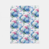 Blumen-Hortensien-Fliesblanke Blau & Rosa Fleecedecke (Vorderseite)