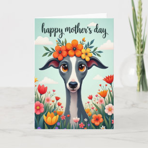 Blumen-Hund-Grußkarte Karte