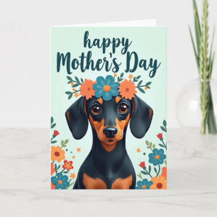 Blumen-Hund-Grußkarte Karte