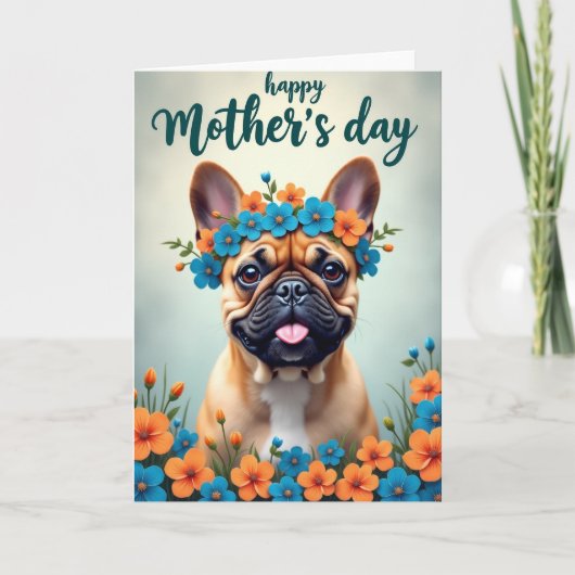 Blumen-Hund-Muttertagskarte Karte (Vorderseite)
