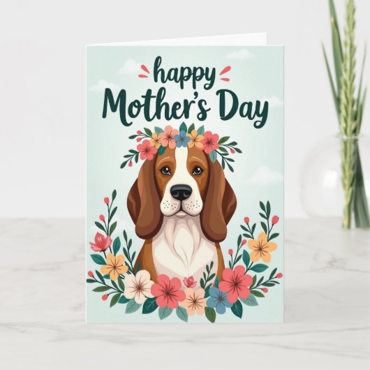 Blumen-Hund-Muttertagskarte Karte (Vorderseite)