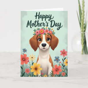 Blumen-Hunde-Kunstkarte Karte