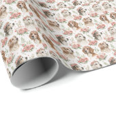 Blumen-Hundeporträt-Kunst - Schönes Designmuster Geschenkpapier (Rolleneckpunkt)