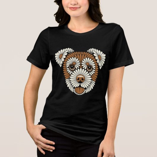 Blumen-Hundeporträt Tri-Blend Shirt (Vorderseite)