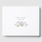 Blumen-Hydrangea-Hochzeit in Lila Gästebuch (Rückseite)