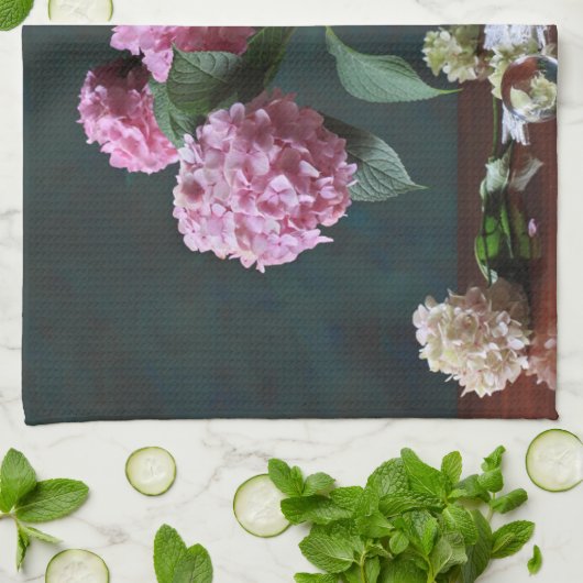 Blumen | Hydrangeas in Vase Geschirrtuch (Gefaltet)