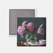 Blumen | Hydrangeas in Vase Magnet (Vorderseite/Rückseite)