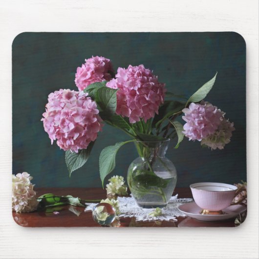 Blumen | Hydrangeas in Vase Mousepad (Vorne)