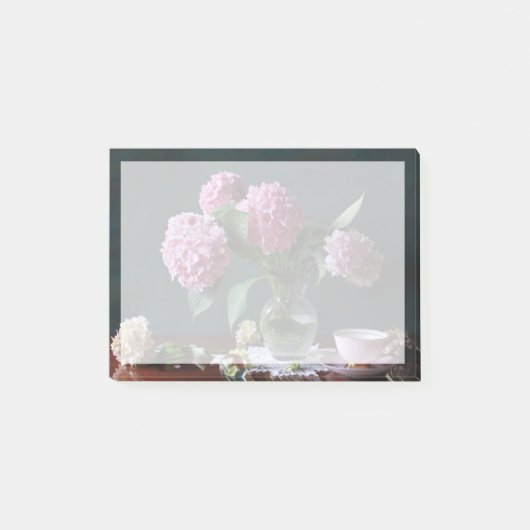 Blumen | Hydrangeas in Vase Post-it Klebezettel (Vorderseite)