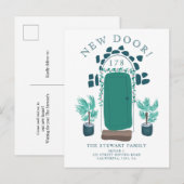 Blumen-Illustration neue Zuhause bewegen Ankündigungspostkarte (Vorne/Hinten)