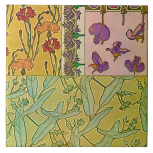 Blumen im Jugendstil, Mucha Fliese