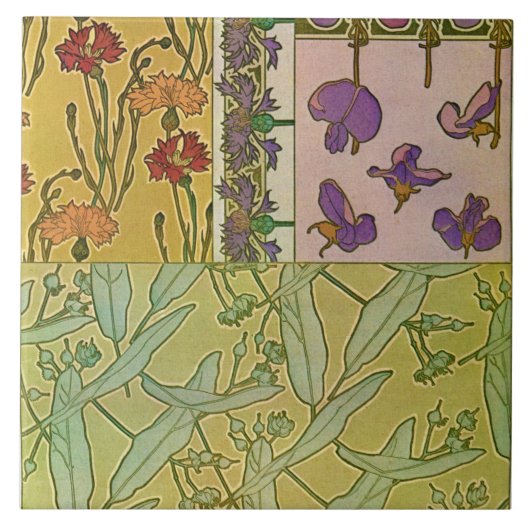 Blumen im Jugendstil, Mucha Fliese (Vorderseite)