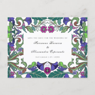 Blumen im Jugendstil vintage Save the Date  Postkarte