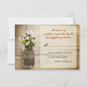 Blumen im Mason-Glas Vintage-Hochzeits-RSVP-Karten RSVP Karte