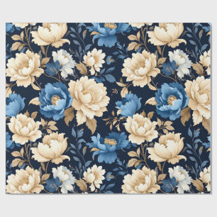 Blumen im viktorianischen Stil Geschenktasche blau Geschenkpapier