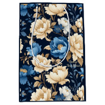 Blumen im viktorianischen Stil Geschenktasche blau
