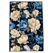 Blumen im viktorianischen Stil Geschenktasche blau Mittlere Geschenktüte (Rückseite)