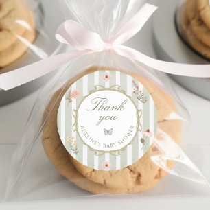 Blumen im Vintage-Stil Baby Shower Danke Runder Aufkleber