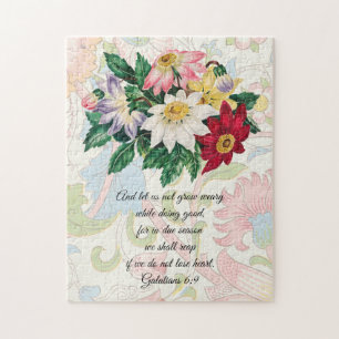 Blumen im Vintage-Stil Glaube Puzzle