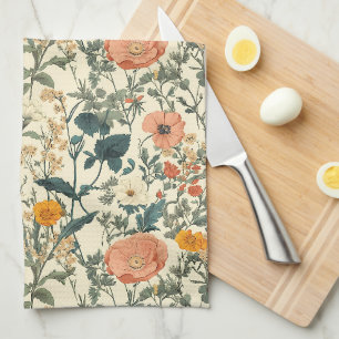 Blumen im Vintage-Stil Wildblumen und Mohn Geschirrtuch