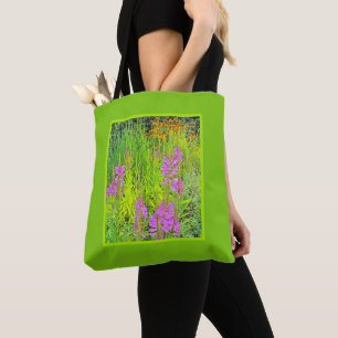 Blumen in Chartreuse, Rosa und Marigold Tasche
