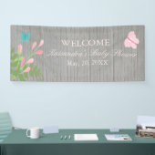 Blumen in der Blüte mit Banner (Messe)