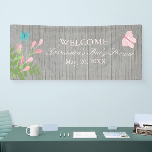 Blumen in der Blüte mit Banner (Messe)