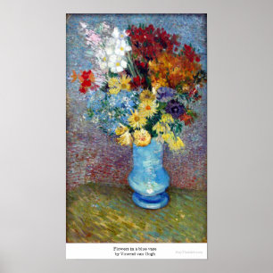 Blumen in einem blauen Vase durch Vincent van Gogh Poster