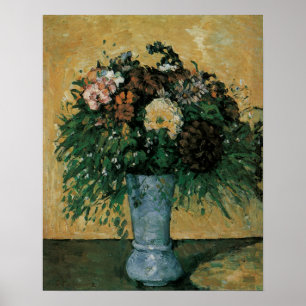 Blumen in einem blauen Vase durch Vintage Kunst Poster